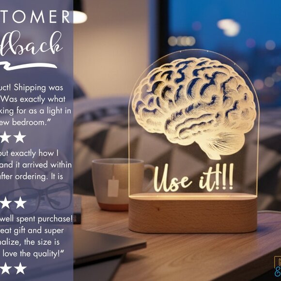 Brain Night Light – Personalized Gift for Neuroscience Enthusiasts - Picture 7 of 8